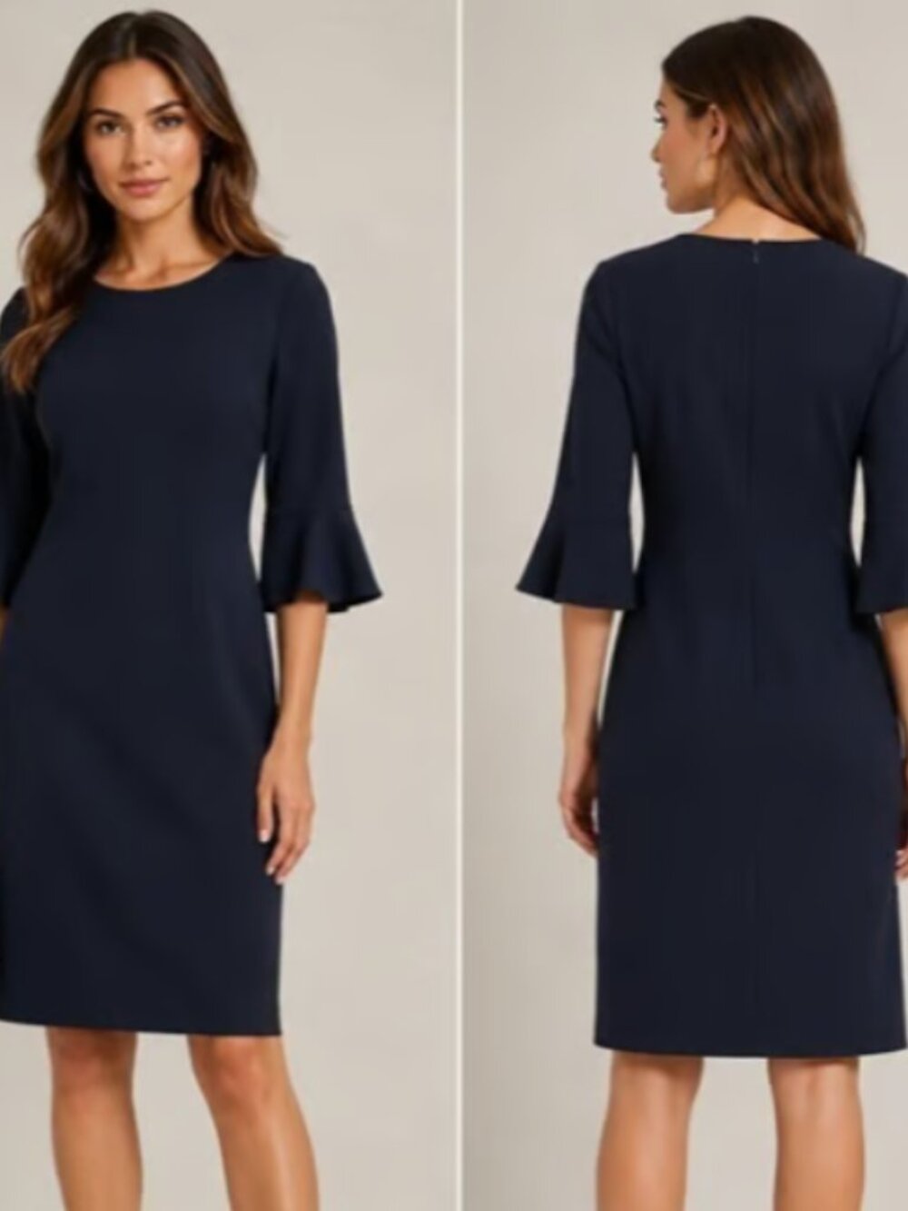 Banana Republic Navy Ruffle-Sleeve Midi Dress